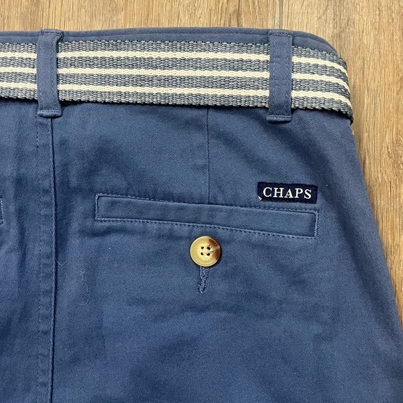 Chaps Boys Shorts Sz 10 Blue With Belt Stretch Twill Flat Front Pockets NWT $36 - Picture 8 of 10